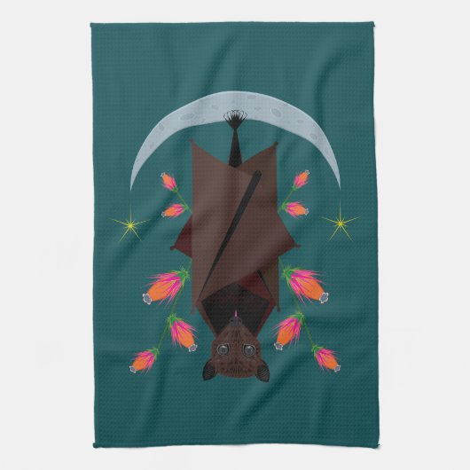 Flying Fox Blauwgroen keukenhanddoek (Verticaal)