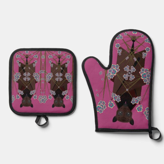 Flying Fox Boysenberry Ovenwant & Pannenlap Set (Voorkant)