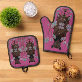 Flying Fox Boysenberry Ovenwant & Pannenlap Set