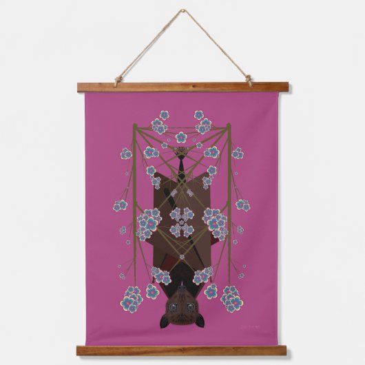 Flying Fox Boysenberry Wood Bovenkant tapijt Hangend Wandkleed (Voorkant)