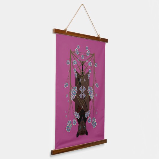 Flying Fox Boysenberry Wood Bovenkant tapijt Hangend Wandkleed (Gebogen)