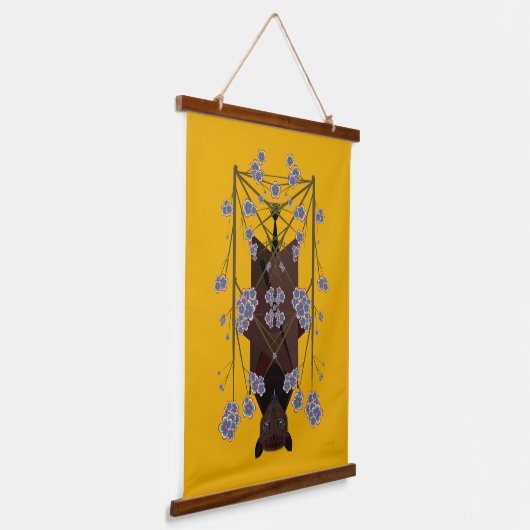 Flying Fox Mosterd Hout Topped Tapestry Hangend Wandkleed (Gebogen)