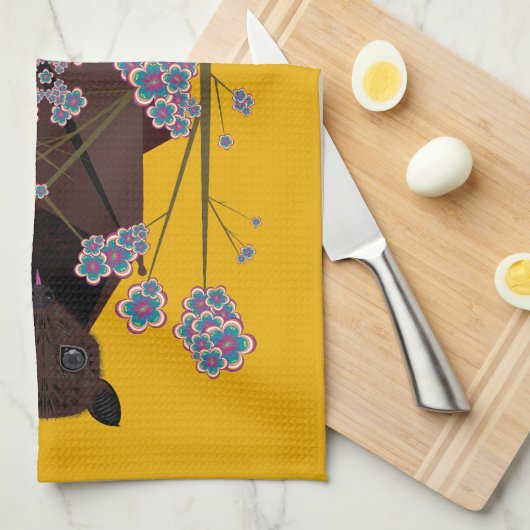 Flying Fox Mosterd Keukenhanddoek (Quarter Fold)