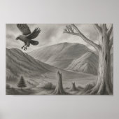 Flying Free – Monochrome Wilderness Sketch Art Poster (Voorkant)