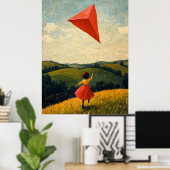 Flying Free - Naïf Childhood Joy Art Poster (Thuiskantoor)