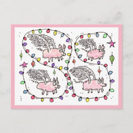 "Flying Future Bacon" Kerst Ansichtkaart Feestdagenkaart