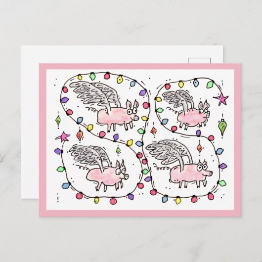 "Flying Future Bacon" Kerstkaart Feestdagenkaart (Voorkant / Achterkant)