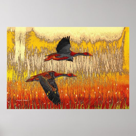 Flying Geese Folk Art Print (Voorkant)