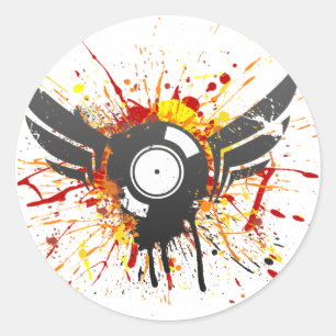 Flying Graffiti Record - Music Audio DJ Vinyl Ronde Sticker