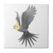 Flying Gray Cockatiel Parrot Tile Tegeltje (Voorkant)