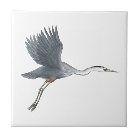 Flying Great Blue Heron Ceramic Tile Tegeltje (Voorkant)