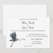 Flying Great Blue Heron huwelijksuitnodiging Kaart (Voorkant / Achterkant)