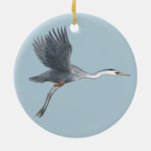 Flying Great Blue Heron Keramisch Ornament (Achterkant)
