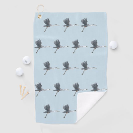 Flying Great Blue Heron Pattern Golfhanddoek (Insitu)