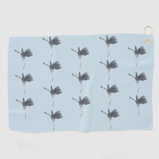 Flying Great Blue Heron Pattern Golfhanddoek (Horizontaal)
