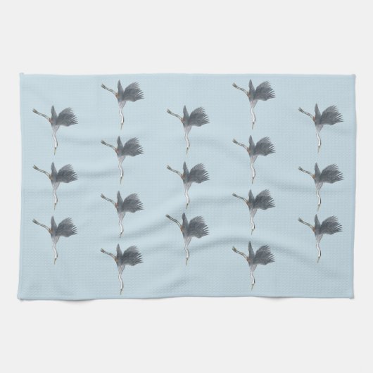 Flying Great Blue Heron Pattern Theedoek (Horizontaal)