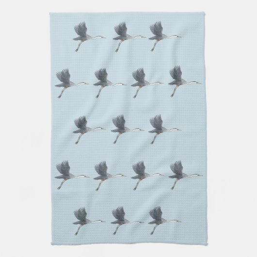 Flying Great Blue Heron Pattern Theedoek (Verticaal)