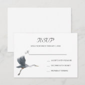 Flying Great Blue Heron Wedding RSVP Briefkaart (Voorkant / Achterkant)