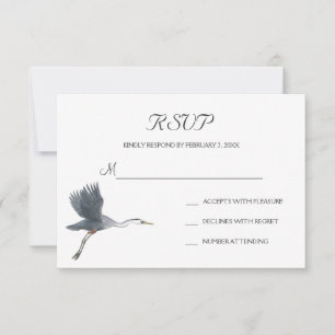 Flying Great Blue Heron Wedding RSVP Briefkaart