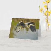 Flying Great Blue Heron Wenskaart Kaart (Gele Bloem)