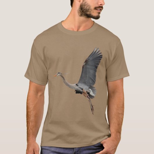 Flying Great Blue Heron Wildlife Foto T-shirt (Voorkant)