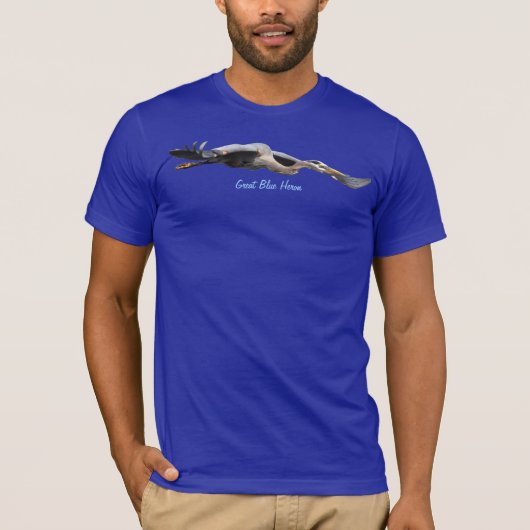 Flying Great Blue Heron Wildlife T-Shirt (Voorkant)