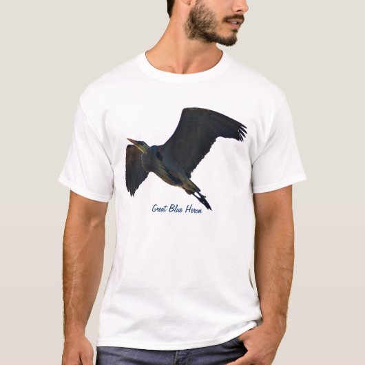 Flying Great Blue Heron Wildlife T-Shirt (Voorkant)