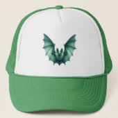 Flying Green Bat Furry Body Wings Spread Trucker Pet (Voorkant)