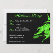 Flying Green Witch Halloween Invitation Kaart (Voorkant)