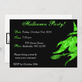 Flying Green Witch Halloween Invitation Kaart (Voorkant / Achterkant)