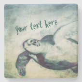 Flying Green Zee Turtle | Aangepast Onderzetter st (Voorkant)