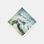 Flying Green Zee Turtle | Aangepast papier Napkin Servetten (Hoek)