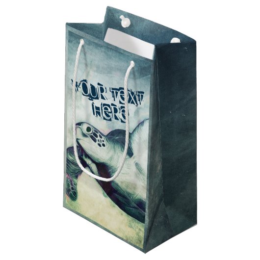 Flying Green Zee Turtle | Aangepaste cadeautassen Klein Cadeauzakje (Voorkant Gekanteld)