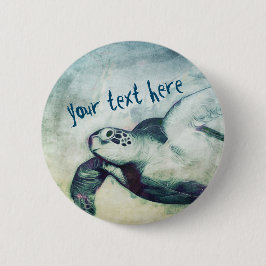 Flying Green Zee Turtle | Button Pin