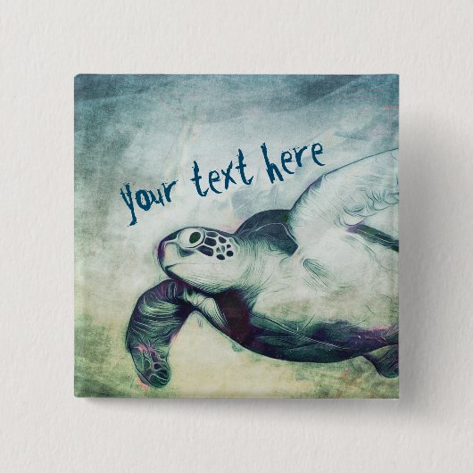 Flying Green Zee Turtle | Button Pin (Voorkant)