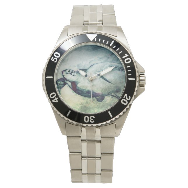 Flying Green Zee Turtle | Horloge (Voorkant)