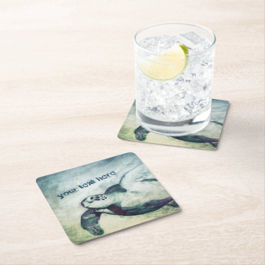 Flying Green Zee Turtle | Papieren Onderzetters (Insitu)