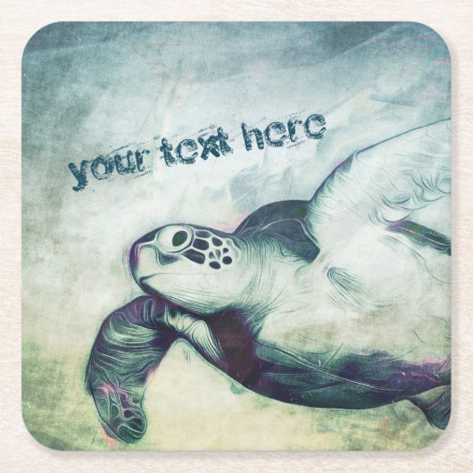 Flying Green Zee Turtle | Papieren Onderzetters (Voorkant)
