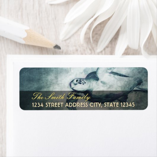 Flying Green Zee Turtle | Retouradreslabels Etiket (Insitu)