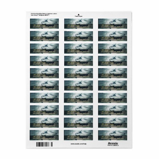 Flying Green Zee Turtle | Retouradreslabels Etiket (Full Sheet)