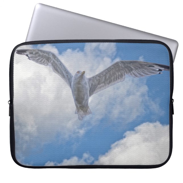 Flying Gull Bird Wildlife Birdlover Gift Laptop Sleeve (Voorkant)