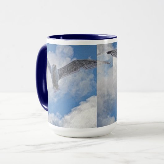Flying Gull & Clouds Wildlife Birdlover Gift Mok (Voorkant links)