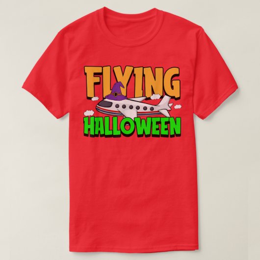 Flying Halloween Costume Cool Airplane Witch Hat P T-shirt (Design voorkant)