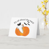 Flying Halloween Pug Ghost Funny Gezegde Pumpkin Kaart (Gele Bloem)