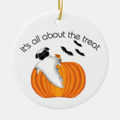 Flying Halloween Pug Ghost Funny Gezegde Pumpkin Keramisch Ornament (Voorkant)