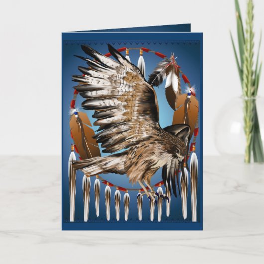 Flying Hawk Dreamcatcher Card Kaart (Voorkant)