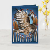 Flying Hawk Dreamcatcher Card Kaart (Gele Bloem)
