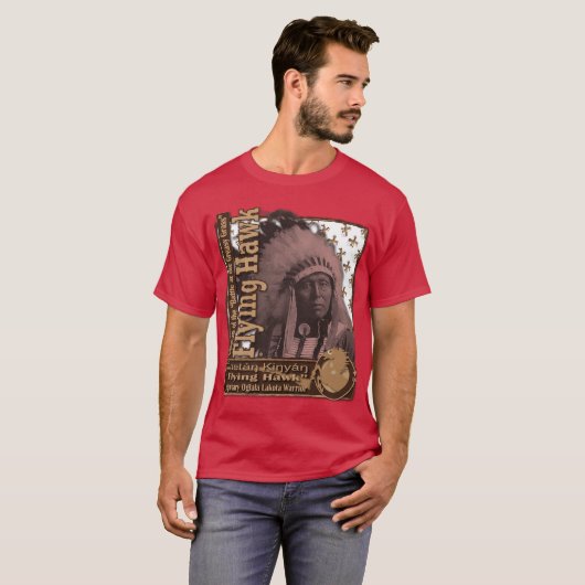 Flying Hawk Oglala Lakota Warrior T-shirt (Voorkant volledig)