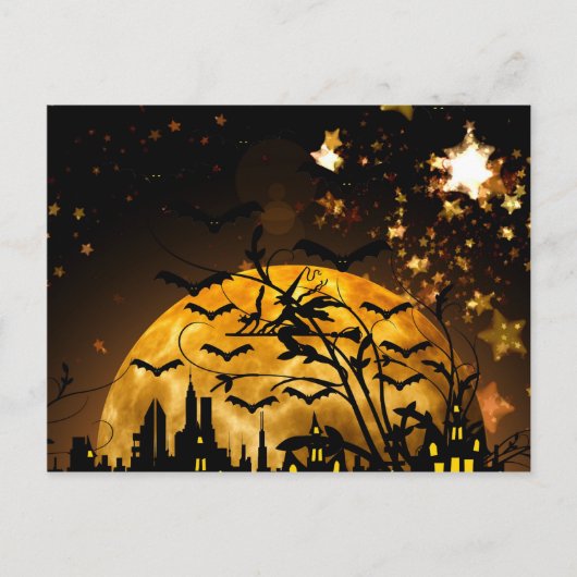 Flying hech Harvest Moon Bats Halloween Gifts Briefkaart (Voorkant)