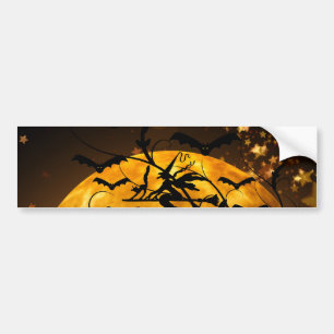 Flying hech Harvest Moon Bats Halloween Gifts Bumpersticker